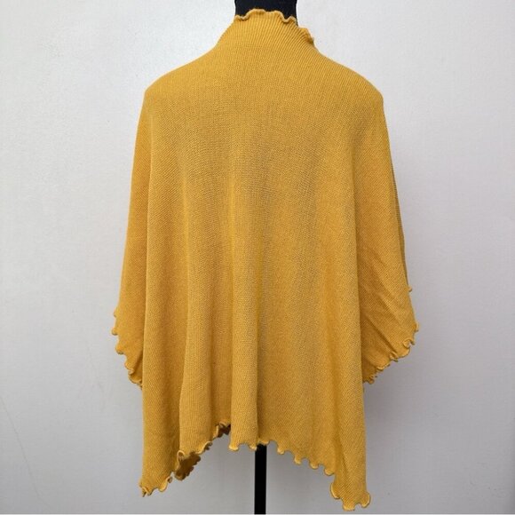 Peruvian Womens One Size Alpaca Mustard Knitted Poncho - Picture 9 of 10